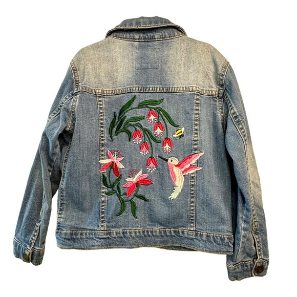 COTTONON Kids Hummingbird Jean Jacket Girls 6 Denim Embroidered Bee Cotton On - Picture 1 of 9